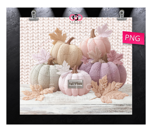 Fall Vibes Knitted - Digital tumbler wrap for 20 oz skinny straight tumbler