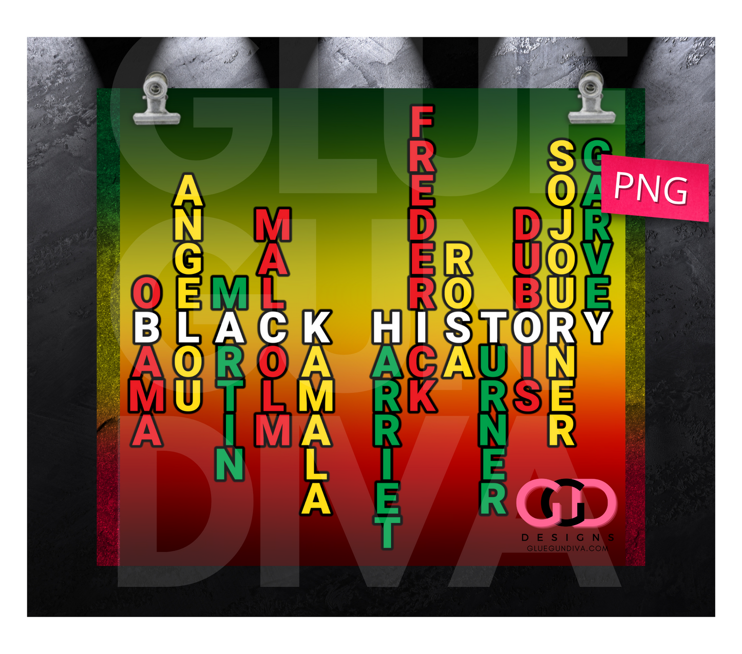 Black History - Digital tumbler wrap for 20 oz skinny straight tumbler