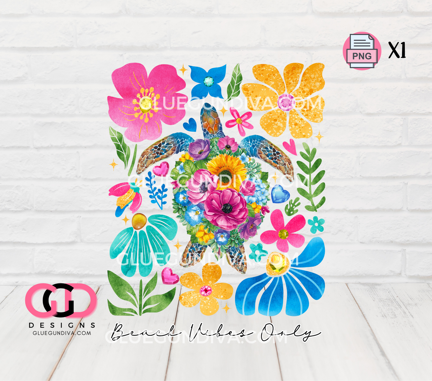 Beach Vibes Only Sea Turtle- PNGs & SVGs