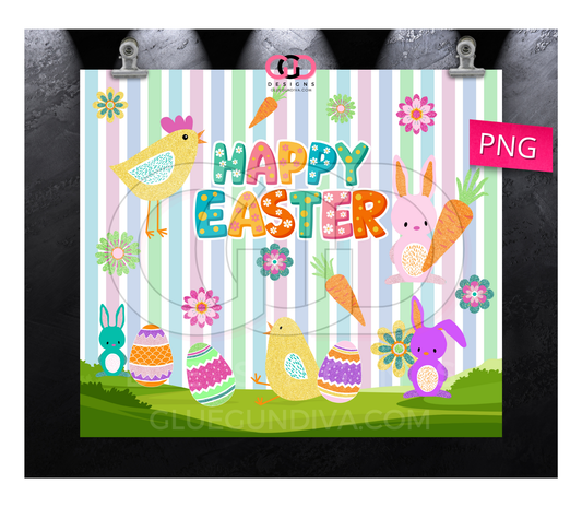 Happy Easter Stripes- Digital tumbler wrap for 20 oz skinny straight tumbler
