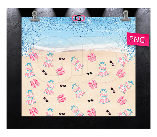 Beach Mookini - Digital tumbler wrap for 20 oz skinny straight tumbler