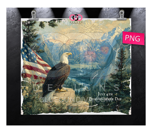 Eagle Vintage Independence Day- Digital tumbler wrap for 20 oz skinny straight tumbler