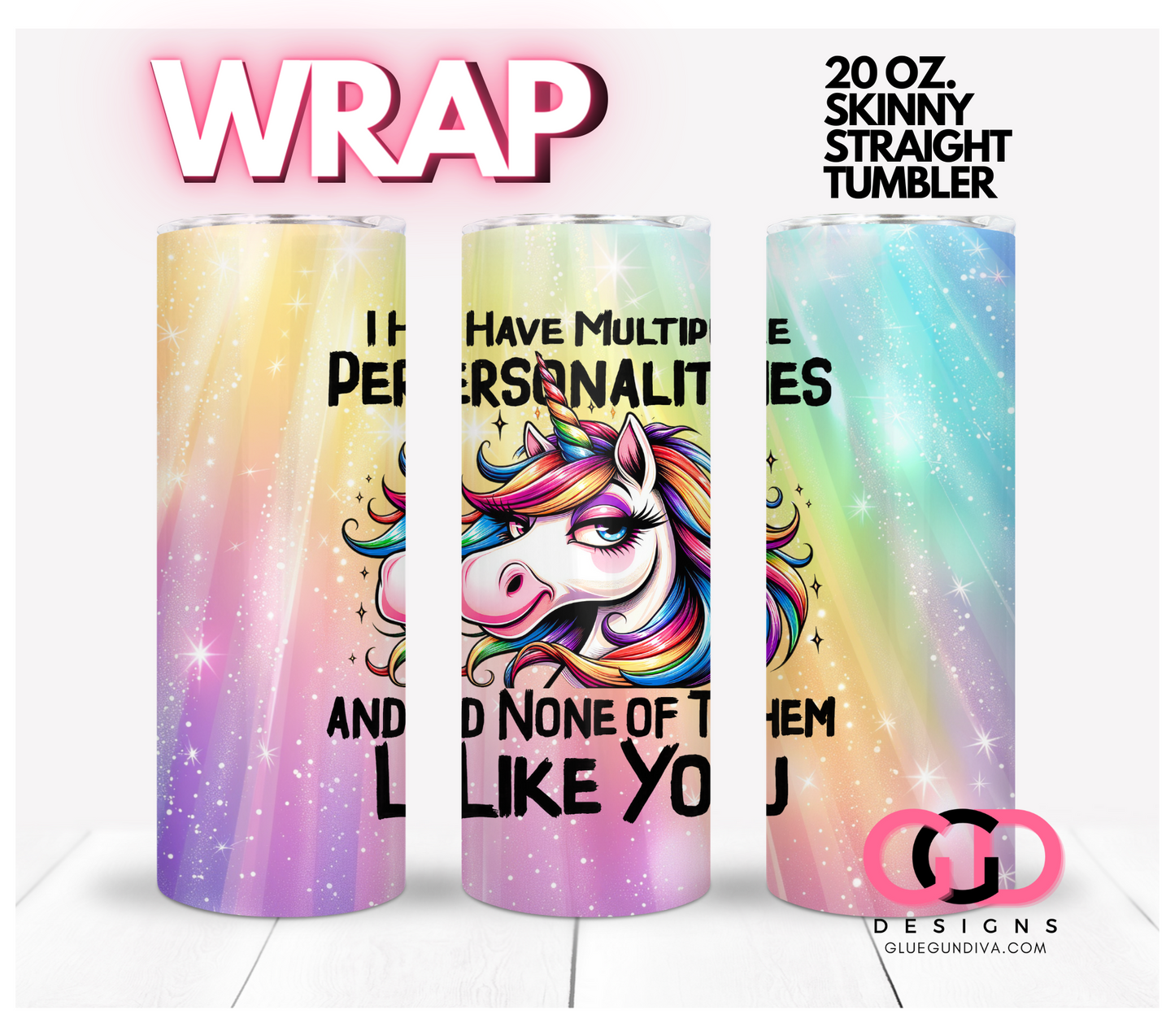 Multiple personalities - Digital tumbler wrap for 20 oz skinny straight tumbler