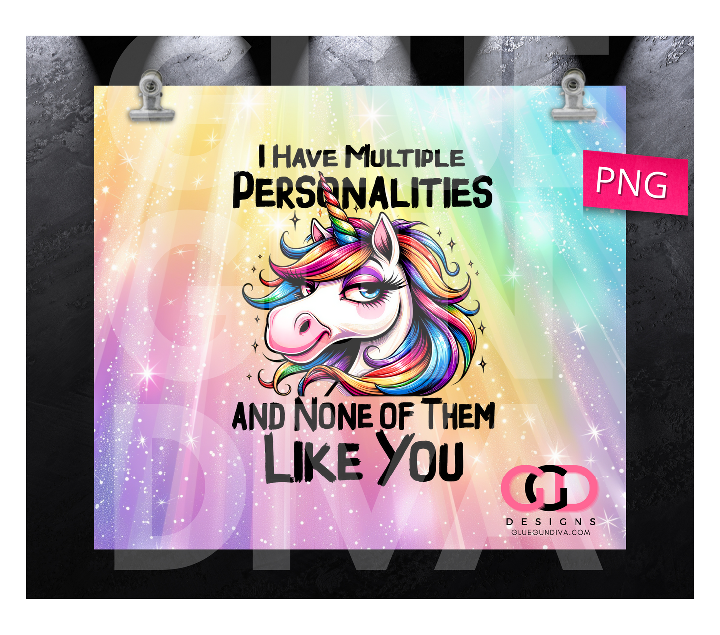 Multiple personalities - Digital tumbler wrap for 20 oz skinny straight tumbler