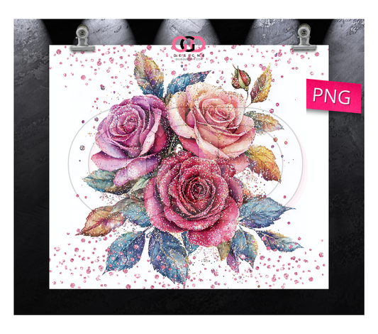 Pastel Bouquet Glitter- Digital tumbler wrap for 20 oz skinny straight tumbler