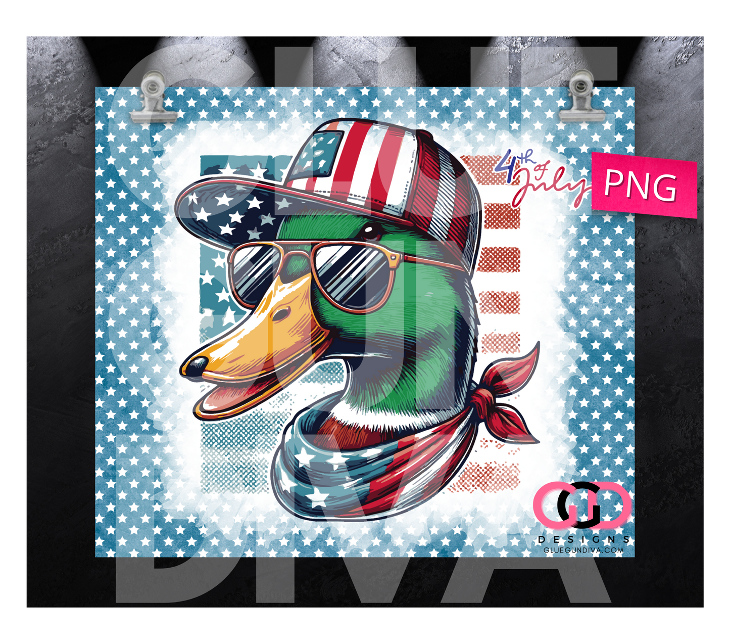 Patriotic Mallard - Digital tumbler wrap for 20 oz skinny straight tumbler