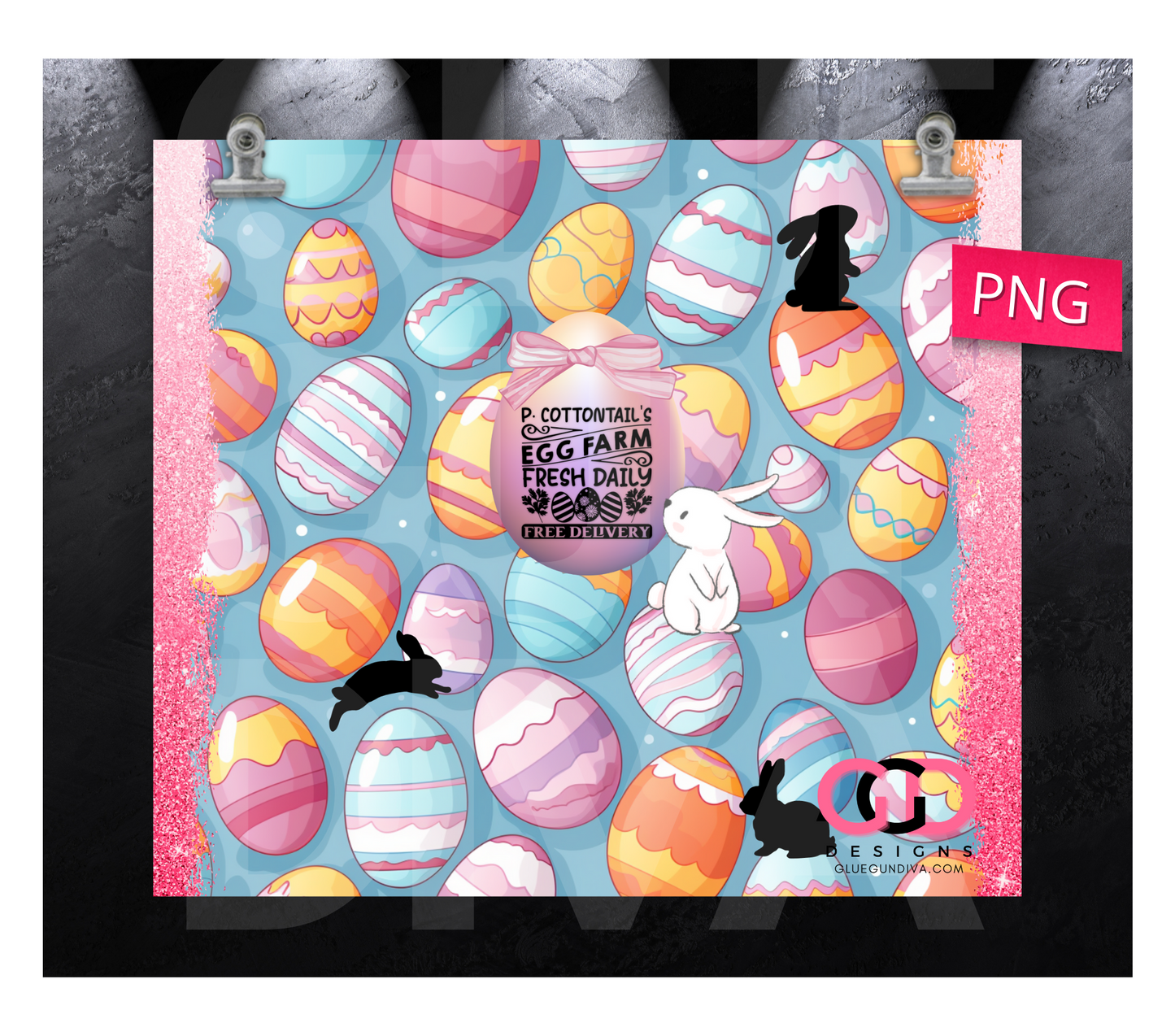 Cottontail Eggs- Digital tumbler wrap for 20 oz skinny straight tumbler