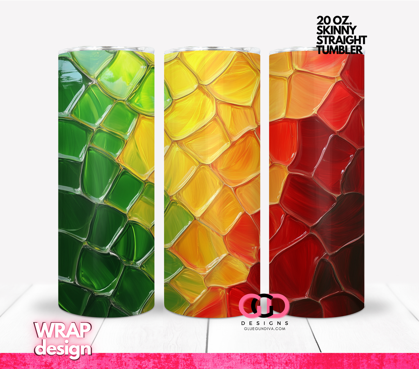 Green Yellow Background 1- Digital tumbler wrap for 20 oz skinny straight tumbler