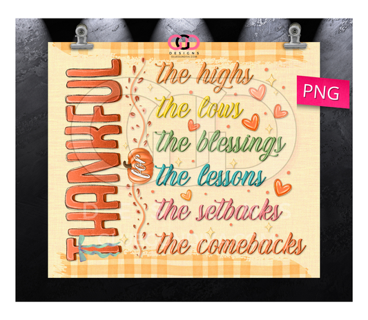 Thankful for All - Digital tumbler wrap for 20 oz skinny straight tumbler