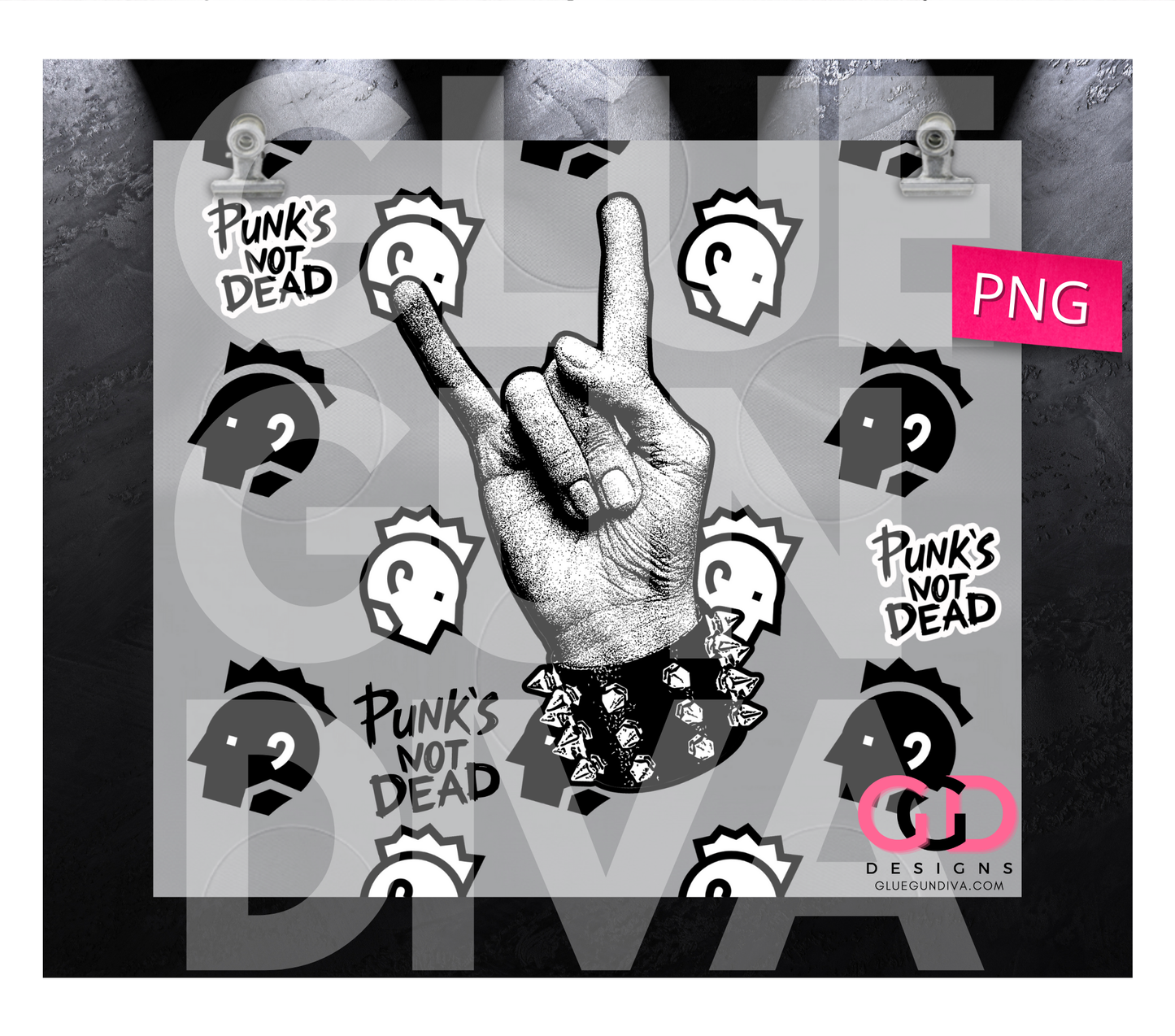 Punk's Not Dead - Digital tumbler wrap for 20 oz skinny straight tumbler