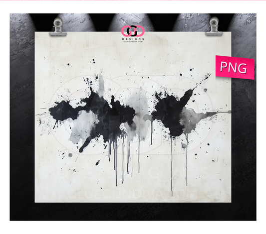 Black and Greys Splash - Digital tumbler wrap for 20 oz skinny straight tumbler