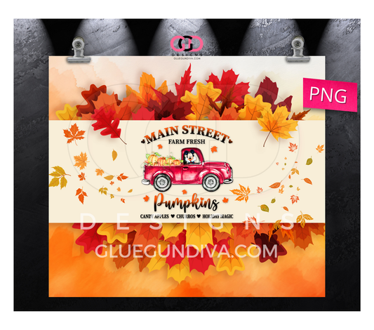 Main Street Pumpkins- Digital tumbler wrap for 20 oz skinny straight tumbler