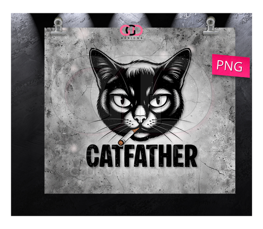Catfather- Digital tumbler wrap for 20 oz skinny straight tumbler