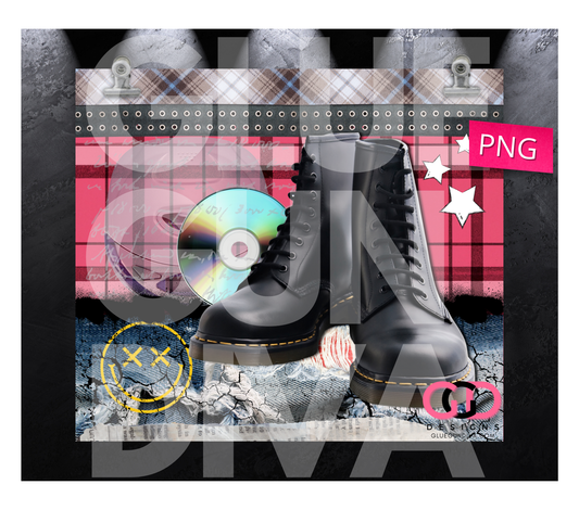 90s Grunge- Digital tumbler wrap for 20 oz skinny straight tumbler