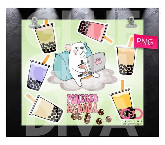 powered by Boba - Digital tumbler wrap for 20 oz skinny straight tumbler