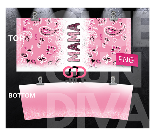 Pink Paisley Mama - Digital tumbler wrap for 40 oz tumbler