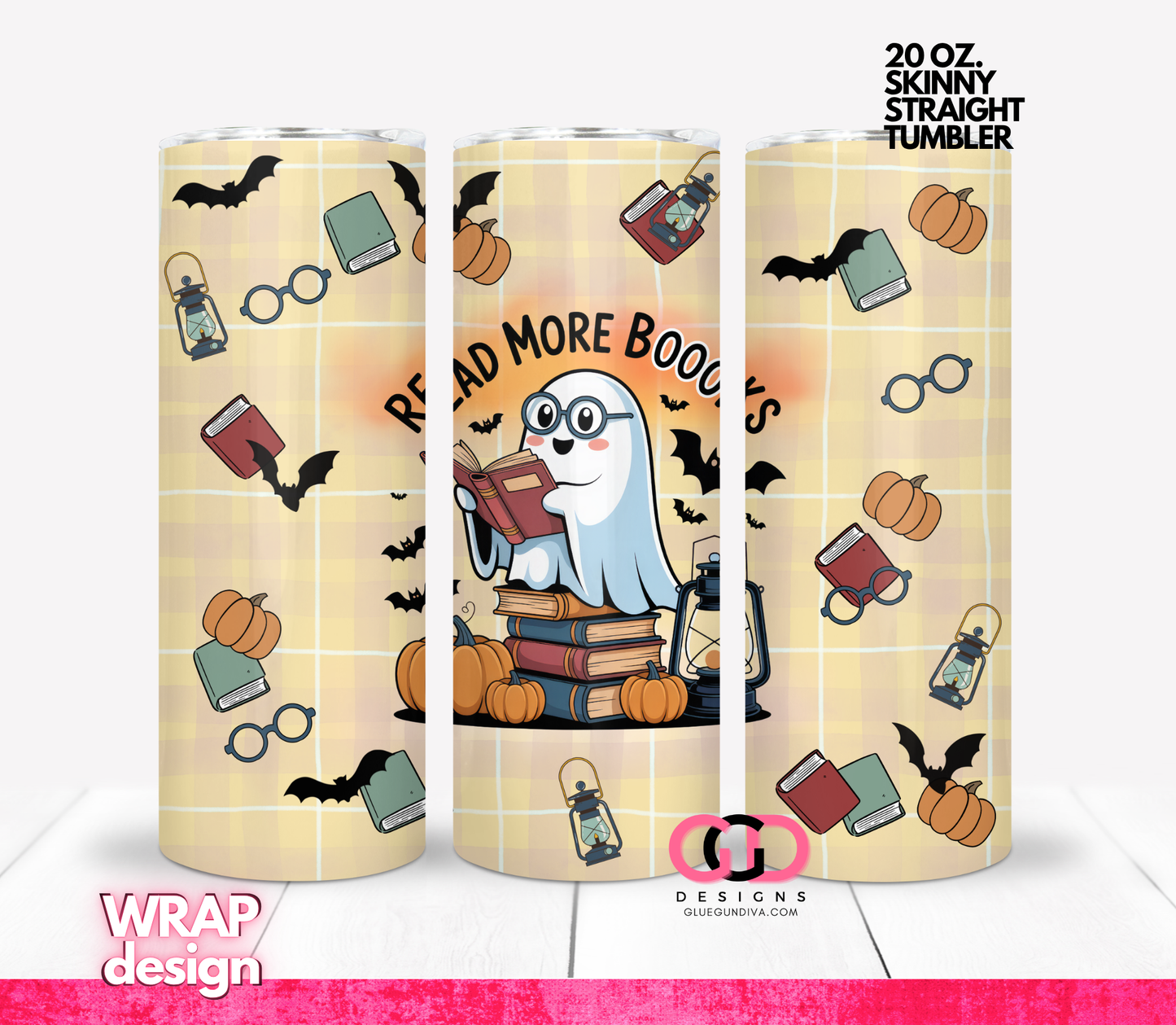 Read More Boooks - Digital tumbler wrap for 20 oz skinny straight tumbler
