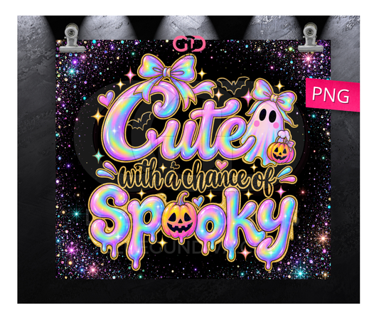 Cute with a chance of Spooky - Digital tumbler wrap for 20 oz skinny straight tumbler