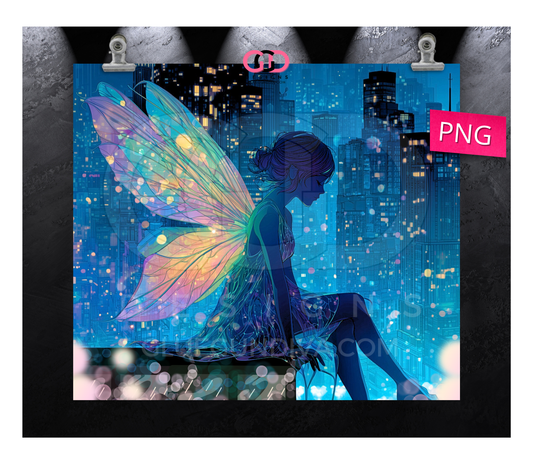 City Fairy - Digital tumbler wrap for 20 oz skinny straight tumbler