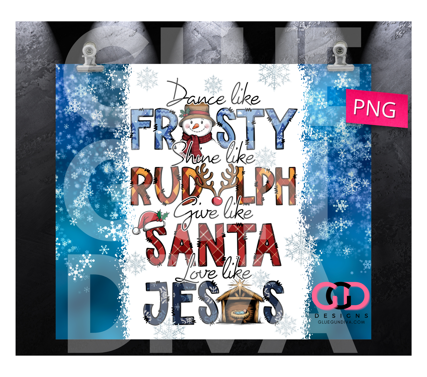 Dance Like Frosty - Digital tumbler wrap for 20 oz skinny straight tumbler
