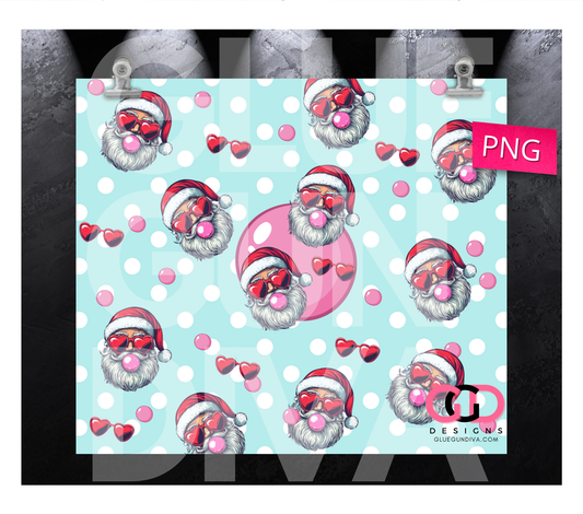 Santa Bubble Gum - Digital tumbler wrap for 20 oz skinny straight tumbler