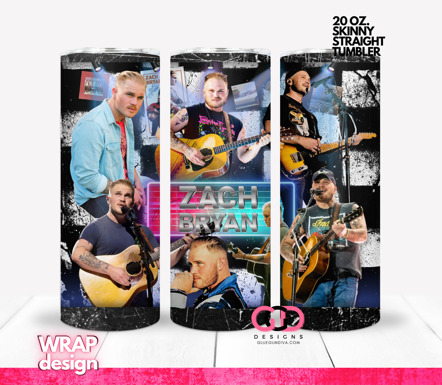 Zach Bryan - Digital tumbler wrap for 20 oz skinny straight tumbler