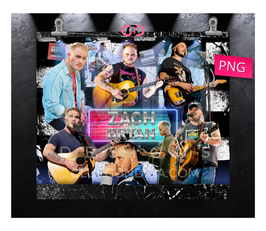 Zach Bryan - Digital tumbler wrap for 20 oz skinny straight tumbler