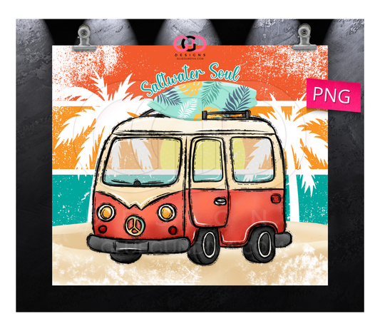 Saltwater Soul - Digital tumbler wrap for 20 oz skinny straight tumbler