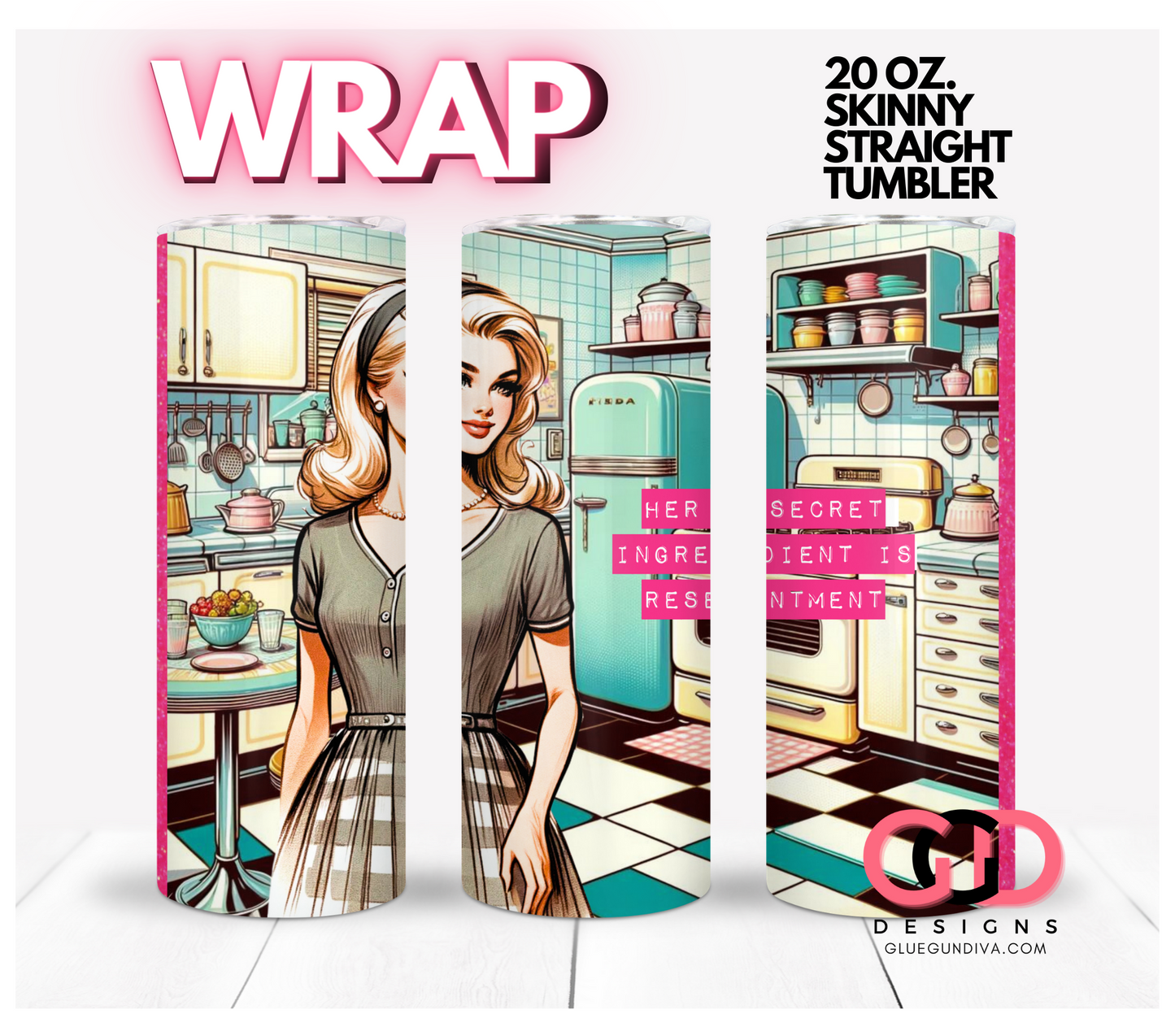 Her Secret Ingredient 2- Digital tumbler wrap for 20 oz skinny straight tumbler