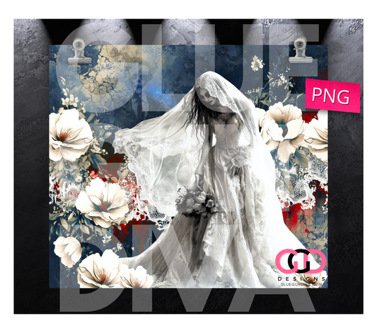 Sad Bride - Digital tumbler wrap for 20 oz skinny straight tumbler