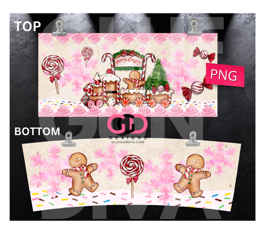 Pink Ginger Christmas- Digital tumbler wrap for 40 oz tumbler