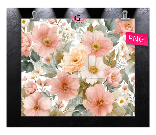 Pretty Soft Boho Flowers - Digital tumbler wrap for 20 oz skinny straight tumbler