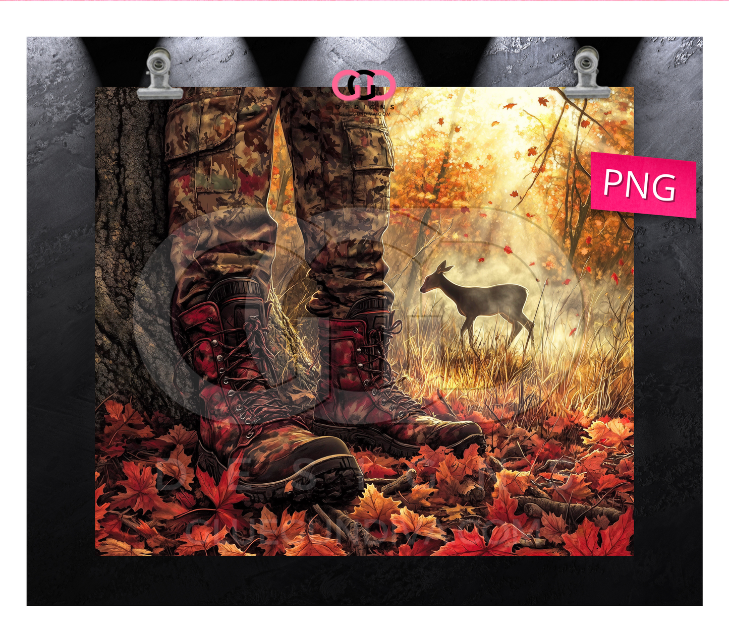 Hunting Fall - Digital tumbler wrap for 20 oz skinny straight tumbler
