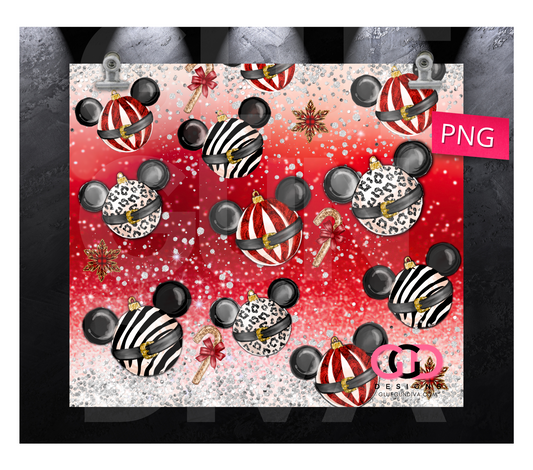 Mouse Ears Ornaments- Digital tumbler wrap for 20 oz skinny straight tumbler