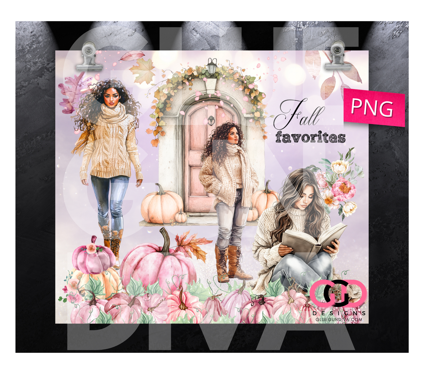 Fall Favorites 6 - Digital tumbler wrap for 20 oz skinny straight tumbler