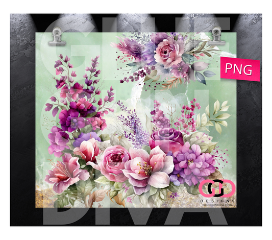 Fall Floral Quartz - Digital tumbler wrap for 20 oz skinny straight tumbler