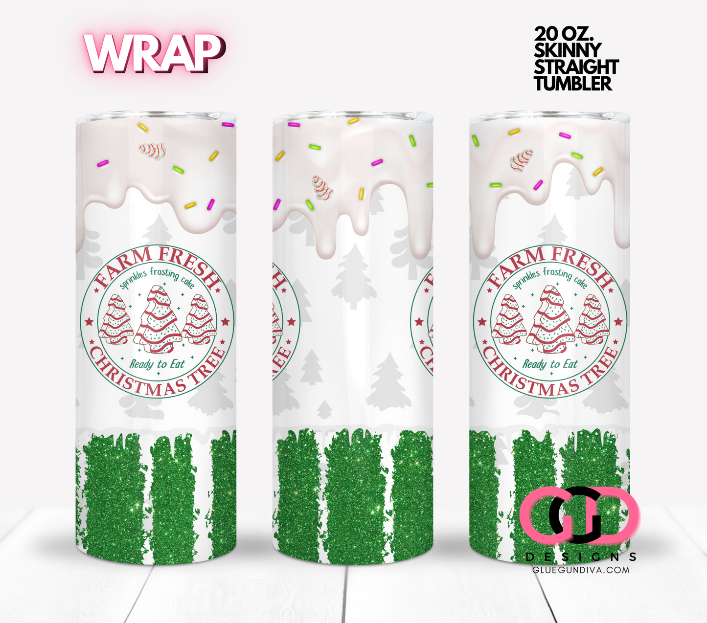 Farm Fresh Cakes - Digital tumbler wrap for 20 oz skinny straight tumbler