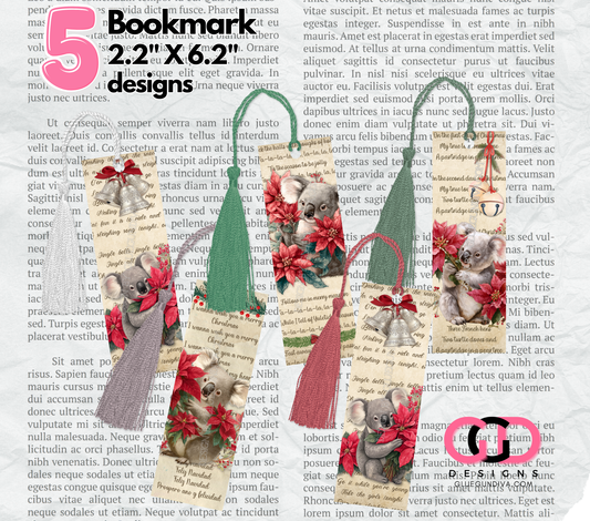 Koala Christmas Lyrics- Bookmark Design