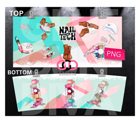 Nail Tech Brown Skin - Digital tumbler wrap for 40 oz tumbler