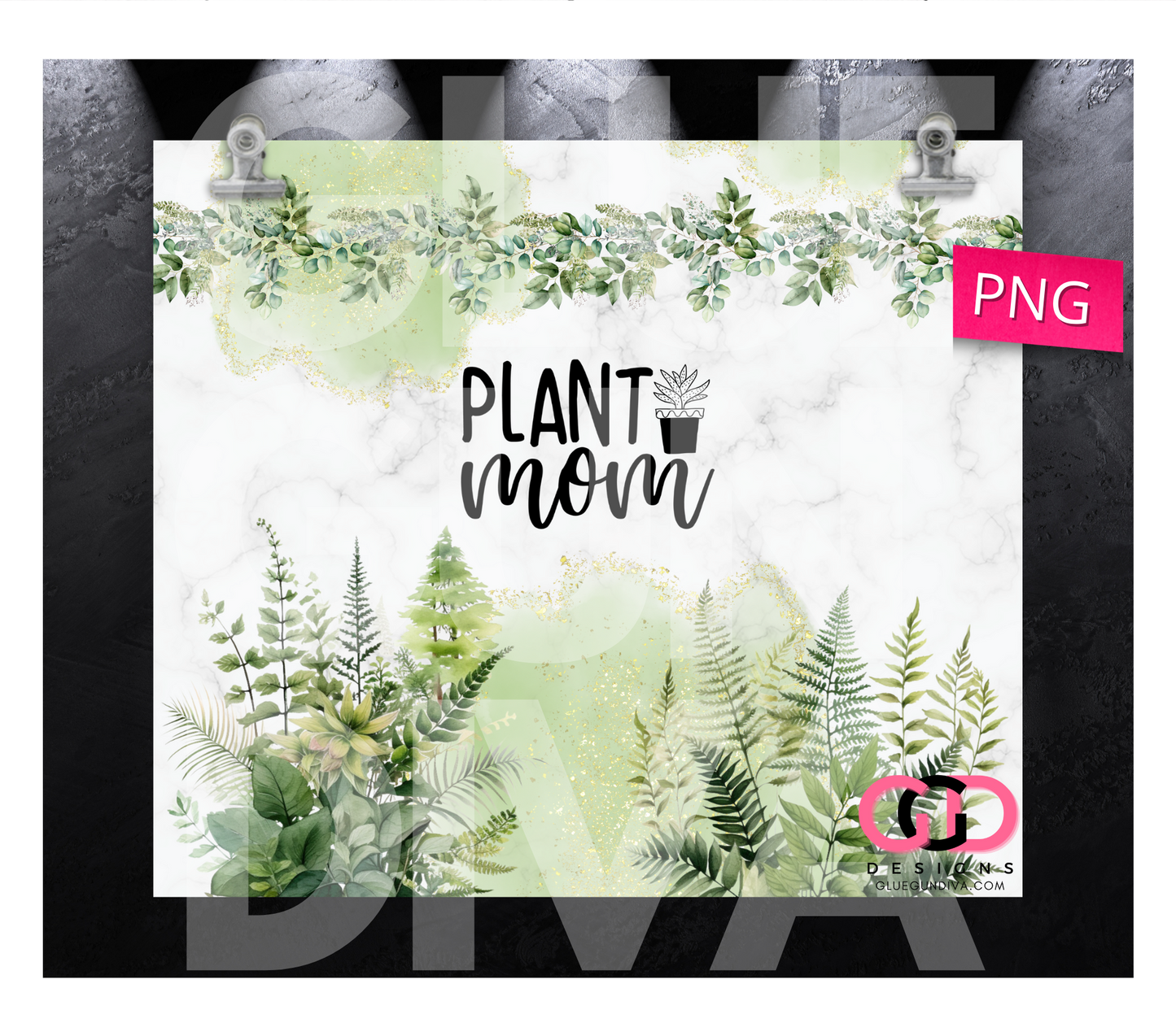Plant Mom - Digital tumbler wrap for 20 oz skinny straight tumbler