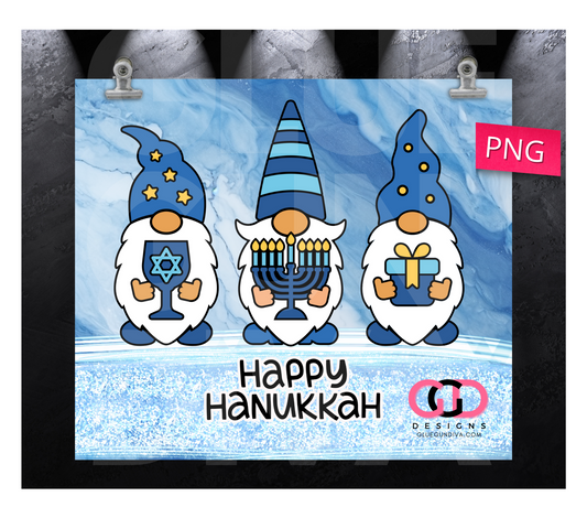 Hanukkah Gnomes- Digital tumbler wrap for 20 oz skinny straight tumbler