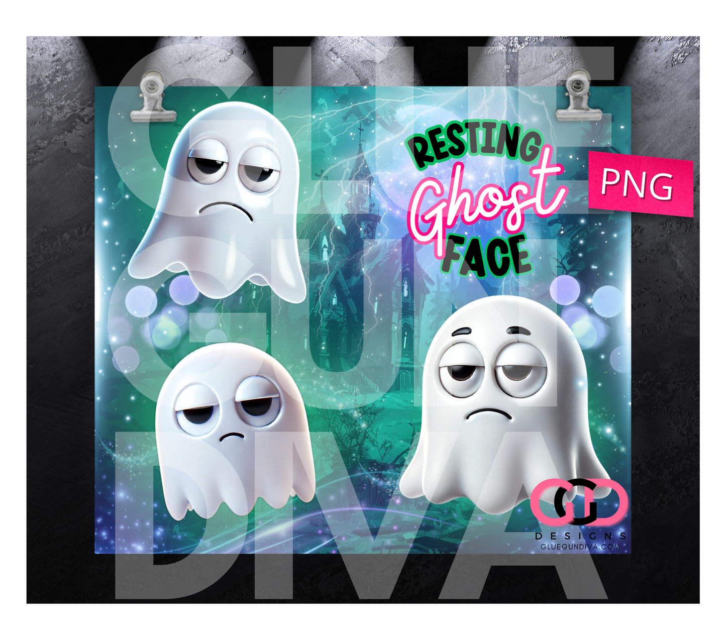 Resting Ghost Face - Digital tumbler wrap for 20 oz skinny straight tumbler