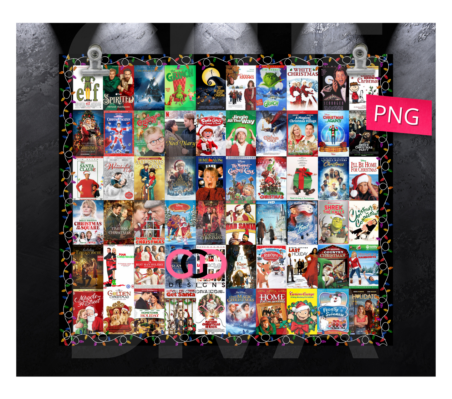 Favorite Holiday Films- Digital tumbler wrap for 20 oz skinny straight tumbler