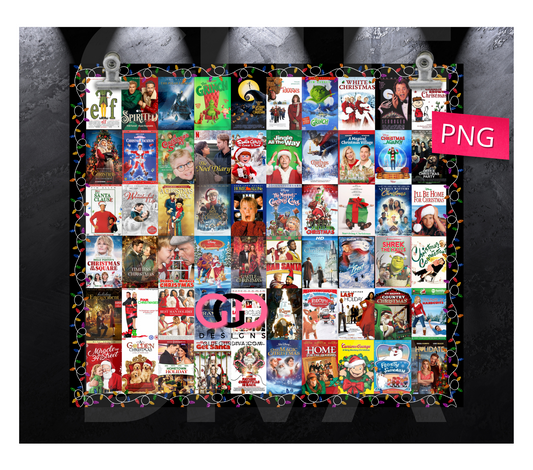 Favorite Holiday Films- Digital tumbler wrap for 20 oz skinny straight tumbler