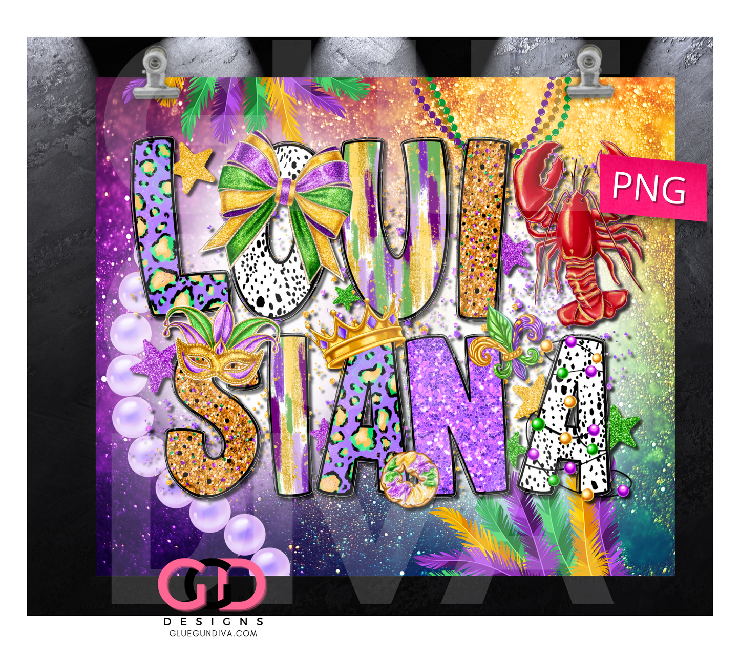 Louisiana Mardi Gras- Digital tumbler wrap for Speaker 20 oz tumbler