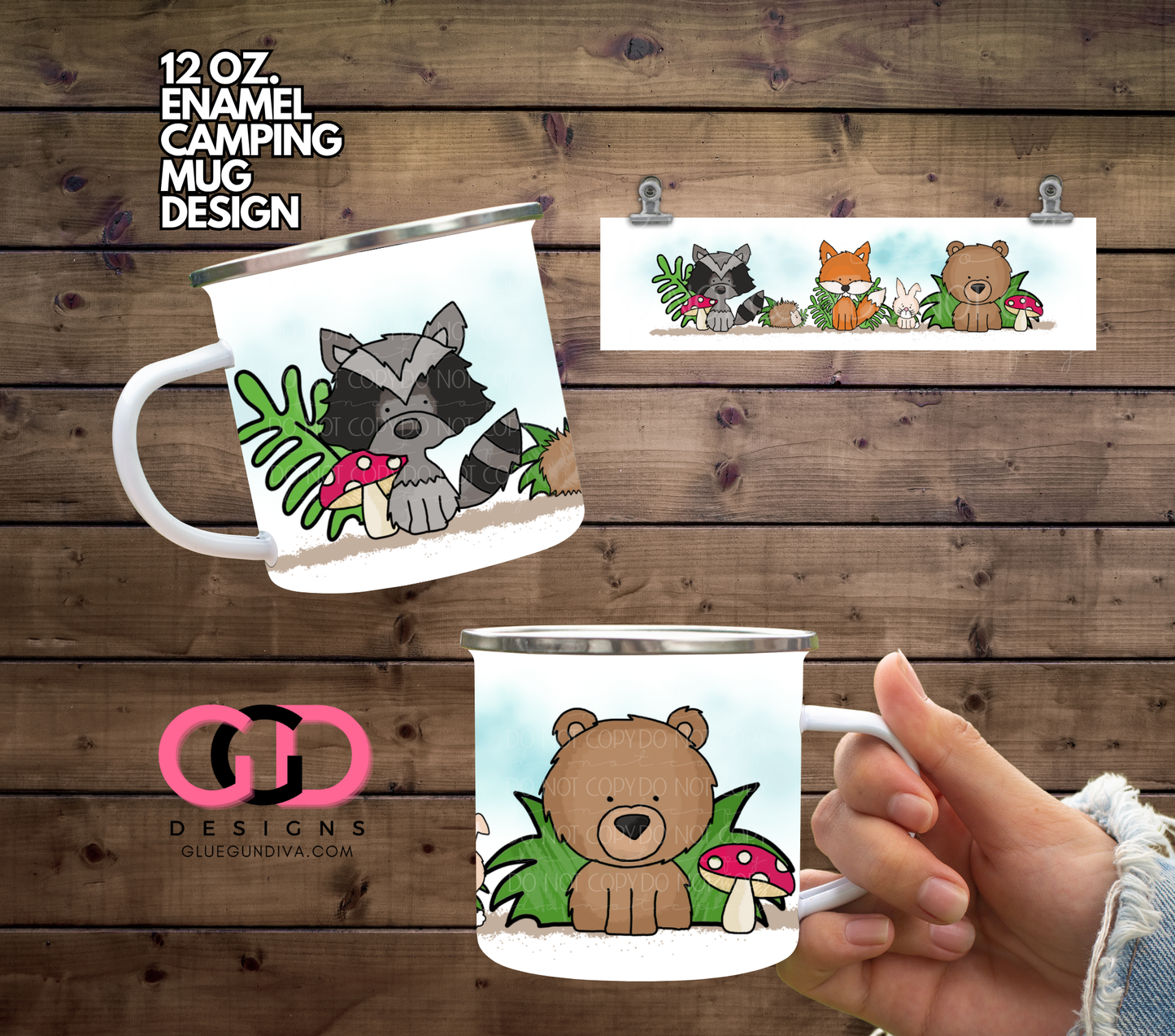 Forest Friends - Digital wrap for 12 oz enamel camping mug