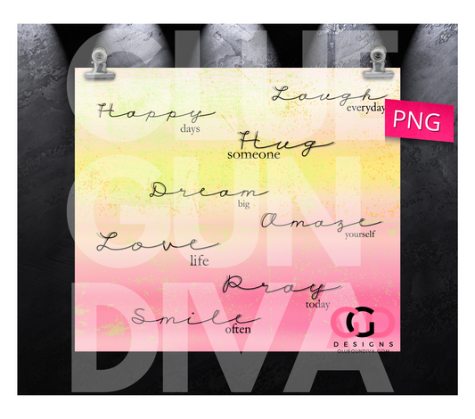 Words of Wisdom- Digital tumbler wrap for 20 oz skinny straight tumbler