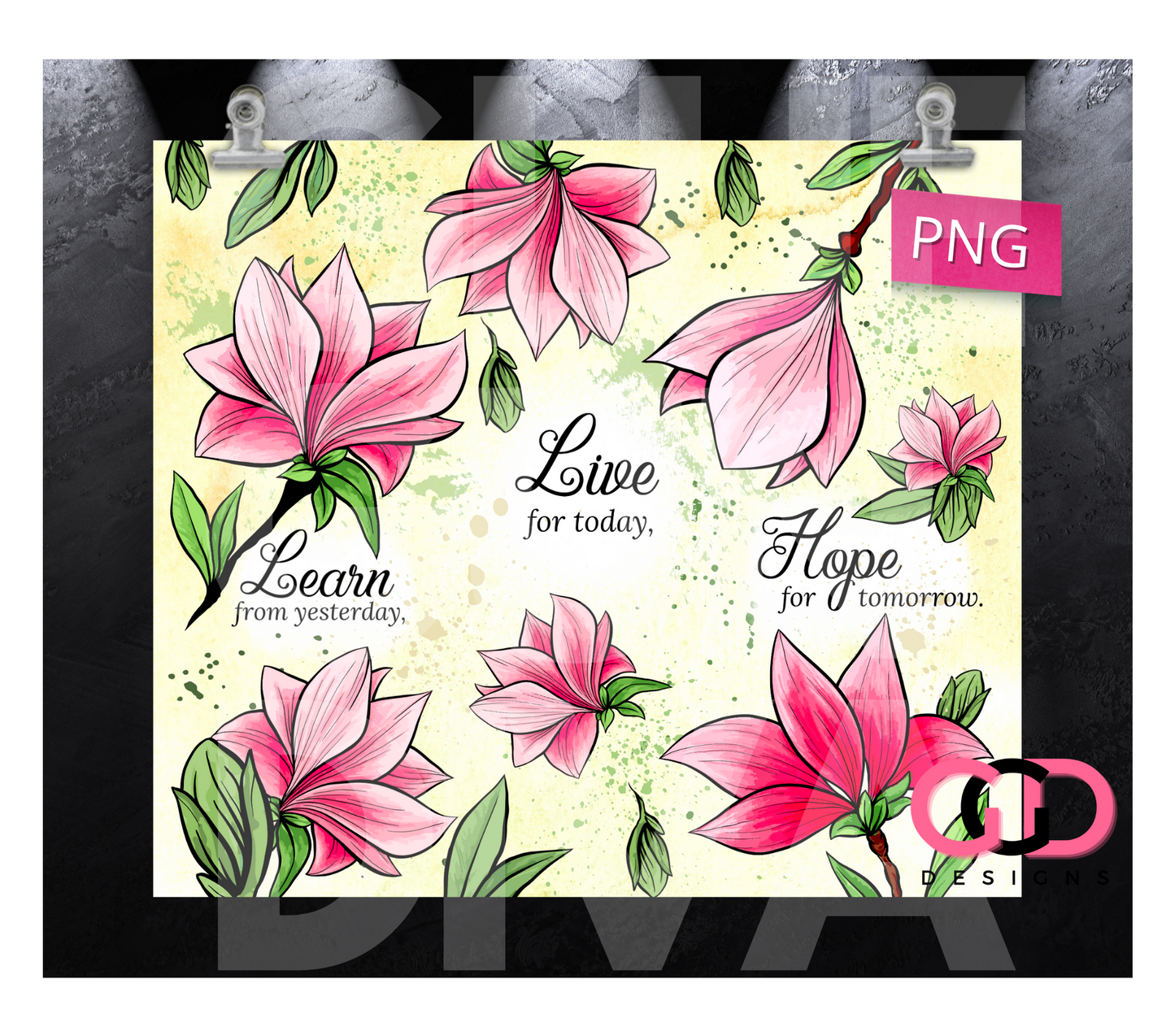 Learn Live Hope- Digital tumbler wrap for 20 oz skinny straight tumbler