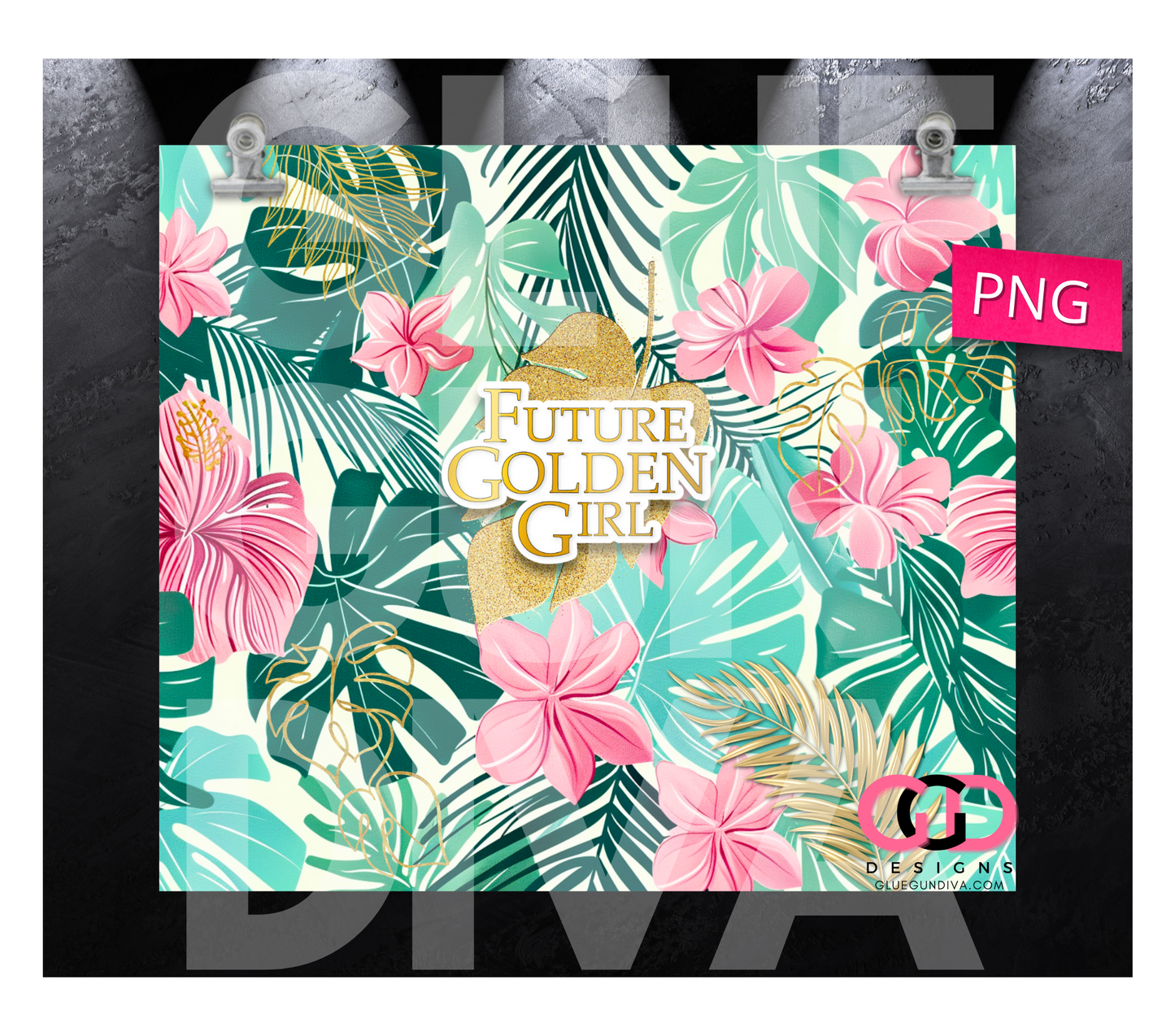 Future Golden Girl - Digital tumbler wrap for 20 oz skinny straight tumbler