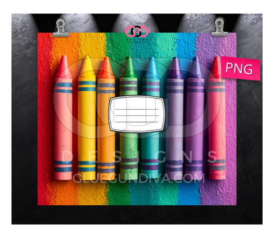 Crayons Label- Digital tumbler wrap for 20 oz skinny straight tumbler